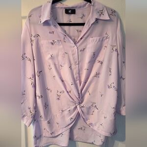 Iz Byer Lavender Floral Blouse